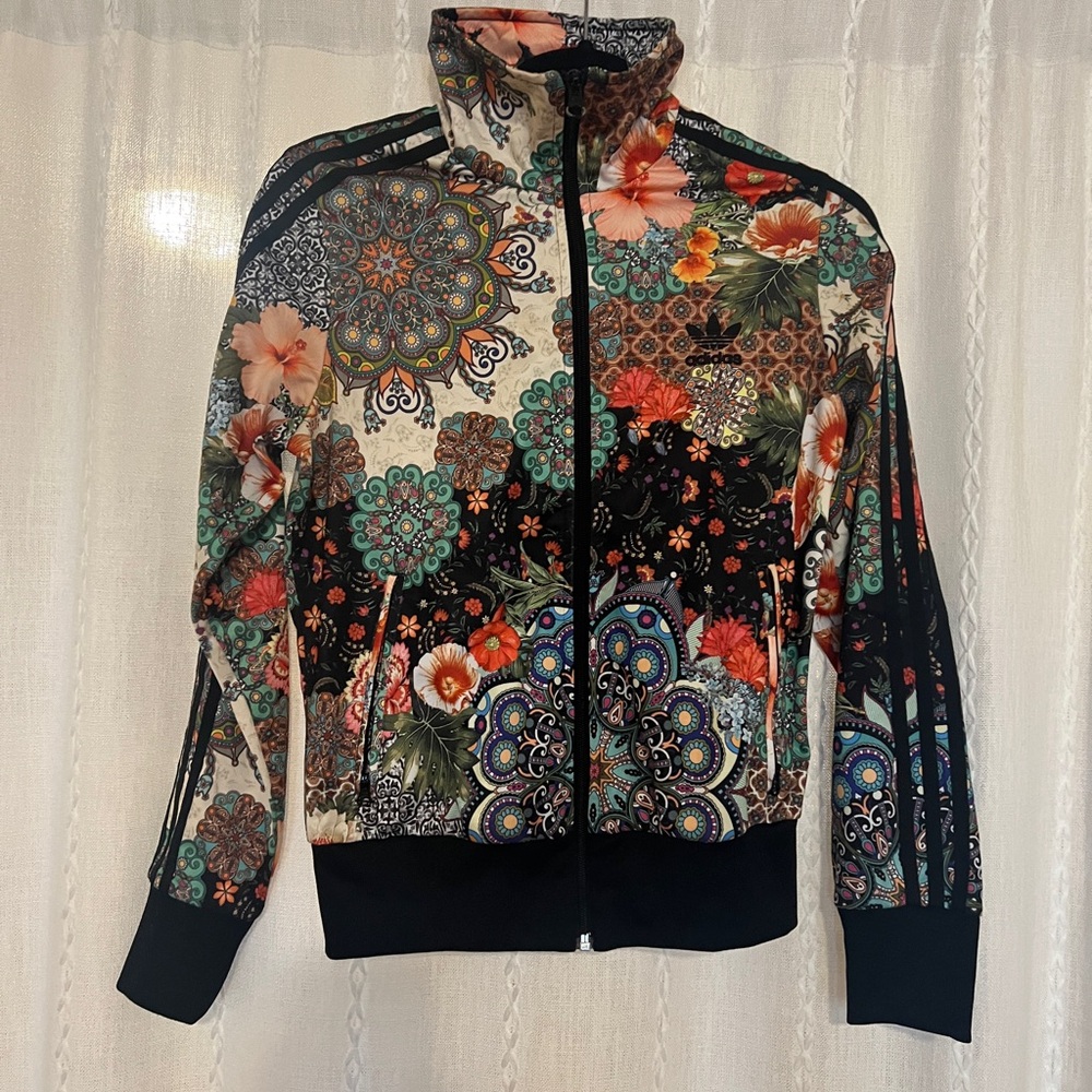 Adidas Multicolor Floral Zip Up Jacket